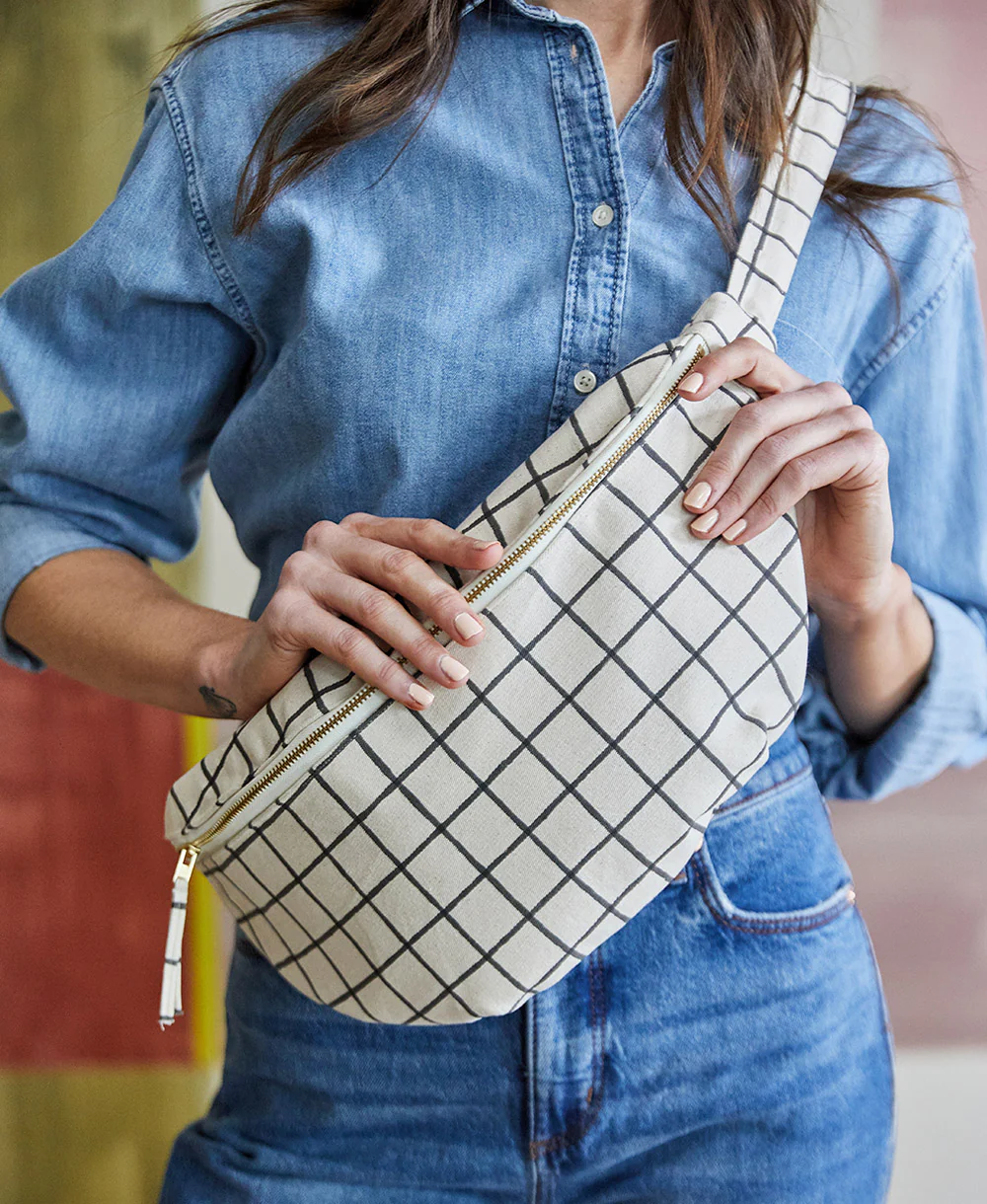 Block Print Grid Sling Bag - Image 3