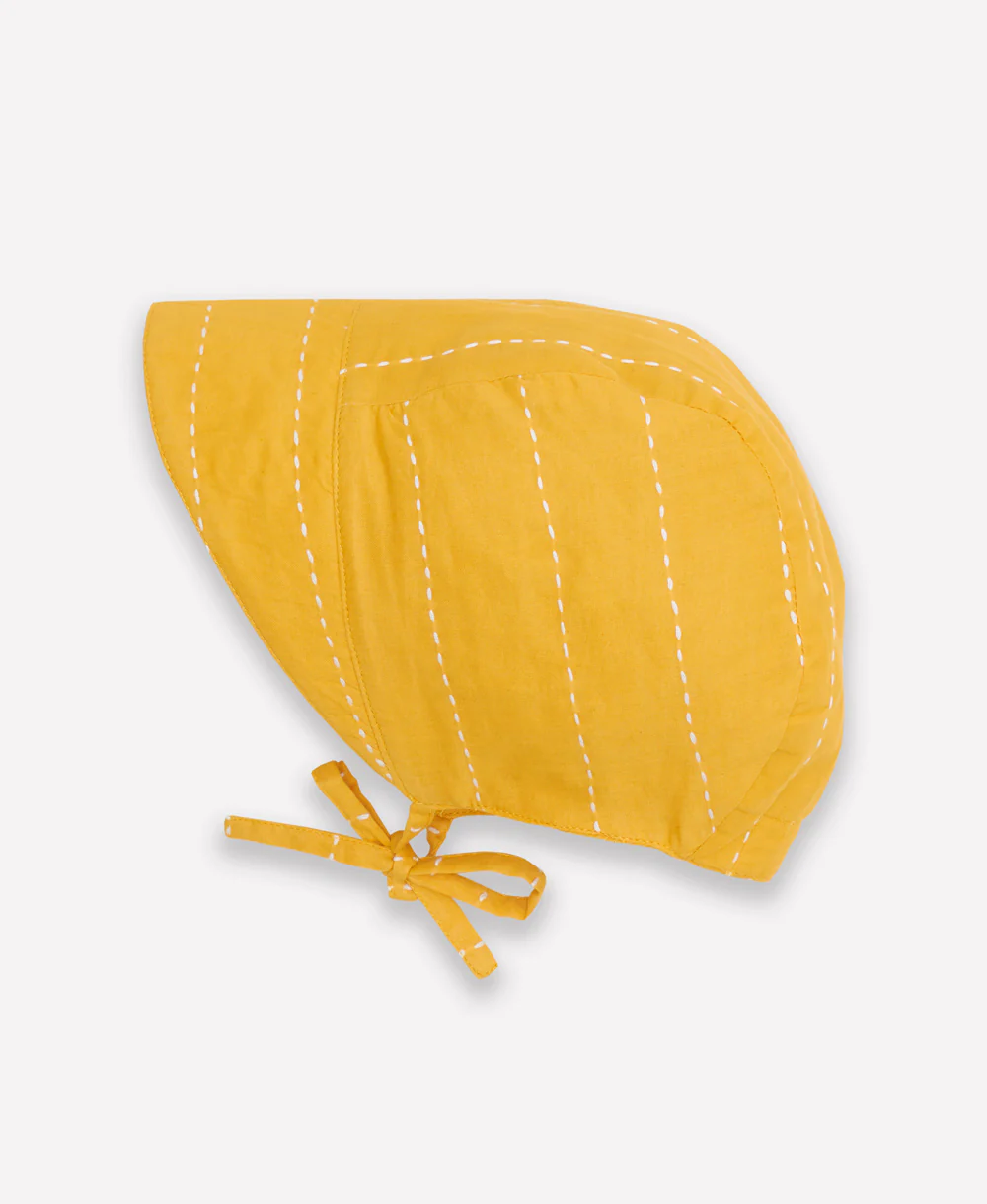 Brimmed Baby Bonnet - Mustard - Image 3