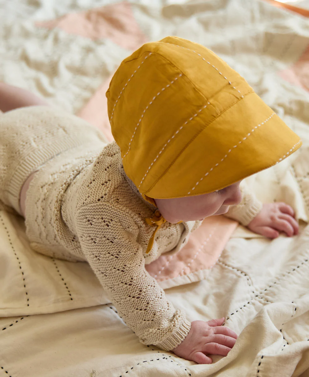 Brimmed Baby Bonnet - Mustard - Image 4