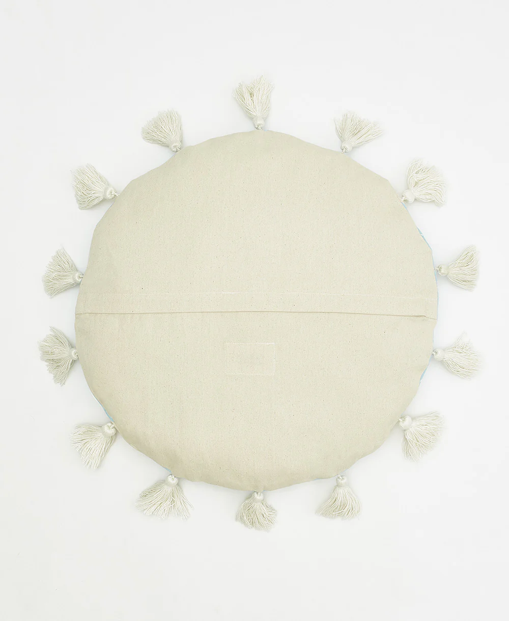 Cabana Stripe Tassel Round Pillow - Image 3
