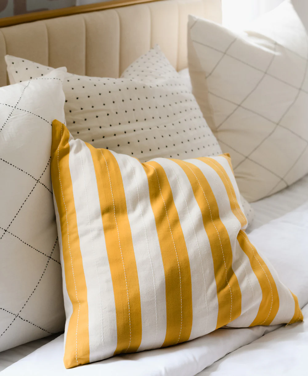 Cabana Stripe Throw Pillow - Mustard