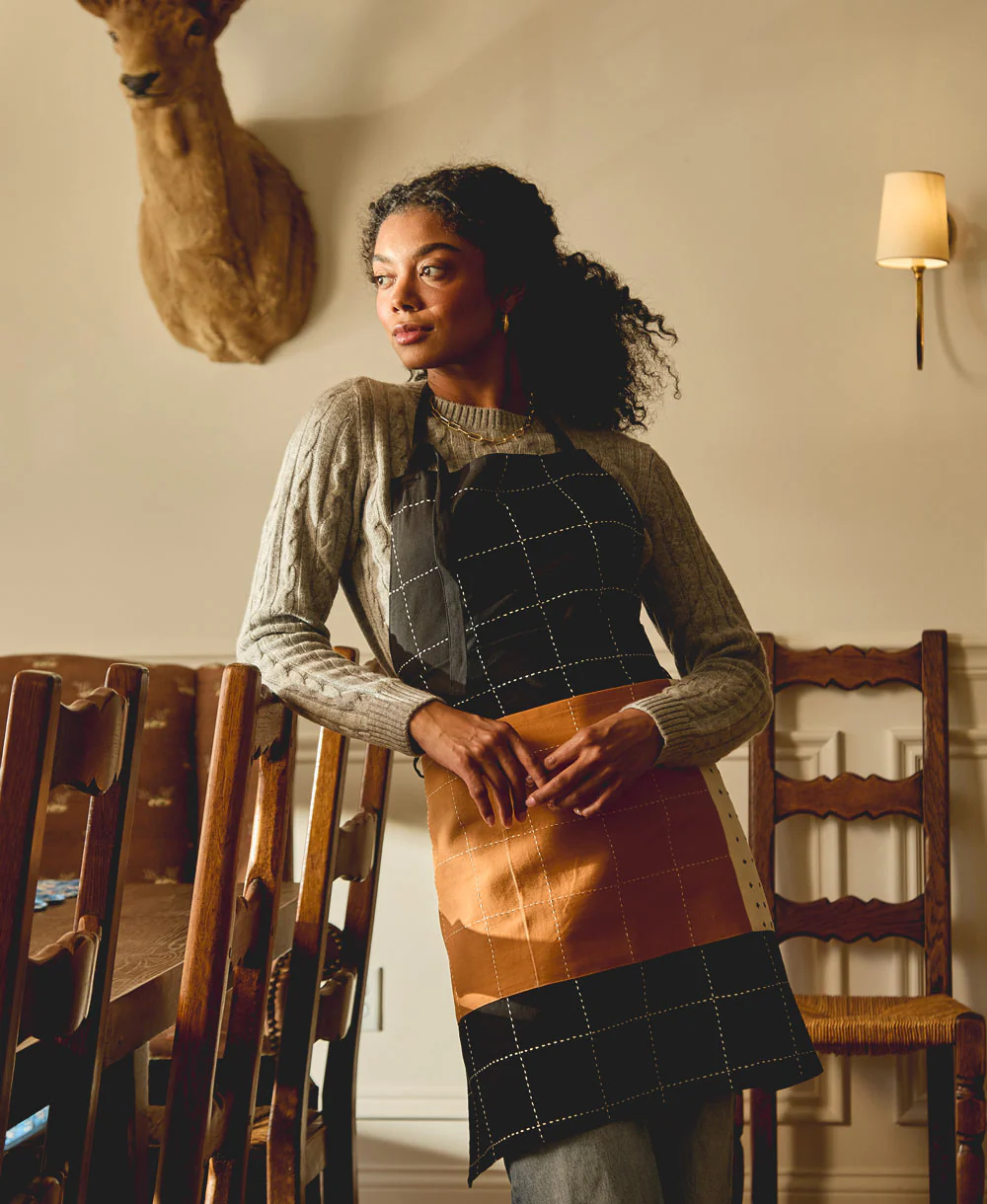 Organic Cotton Bib Apron - Charcoal - Image 3