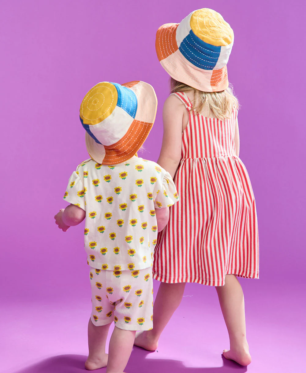 Checkered Baby Bucket Hat - Mustard - Image 3