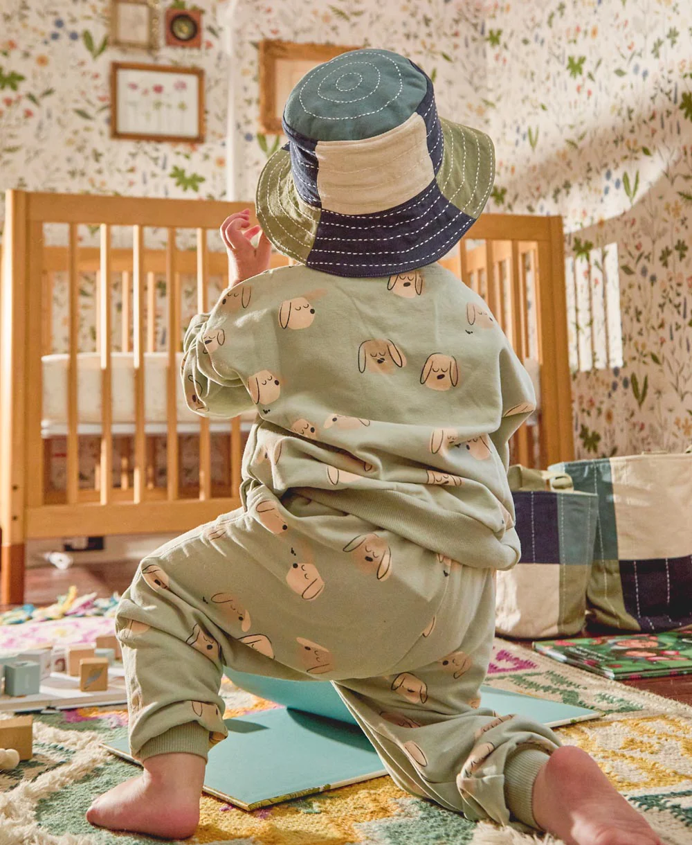 Checkered Baby Bucket Hat - Sage - Image 3