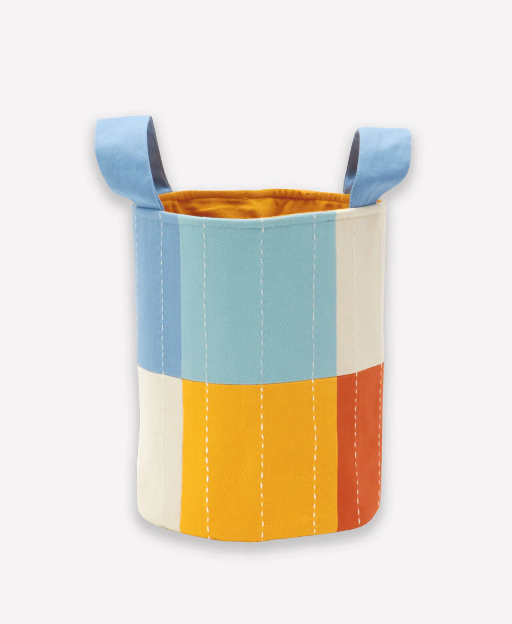 Checkered Fabric Storage Bin  - Dusk - Image 3
