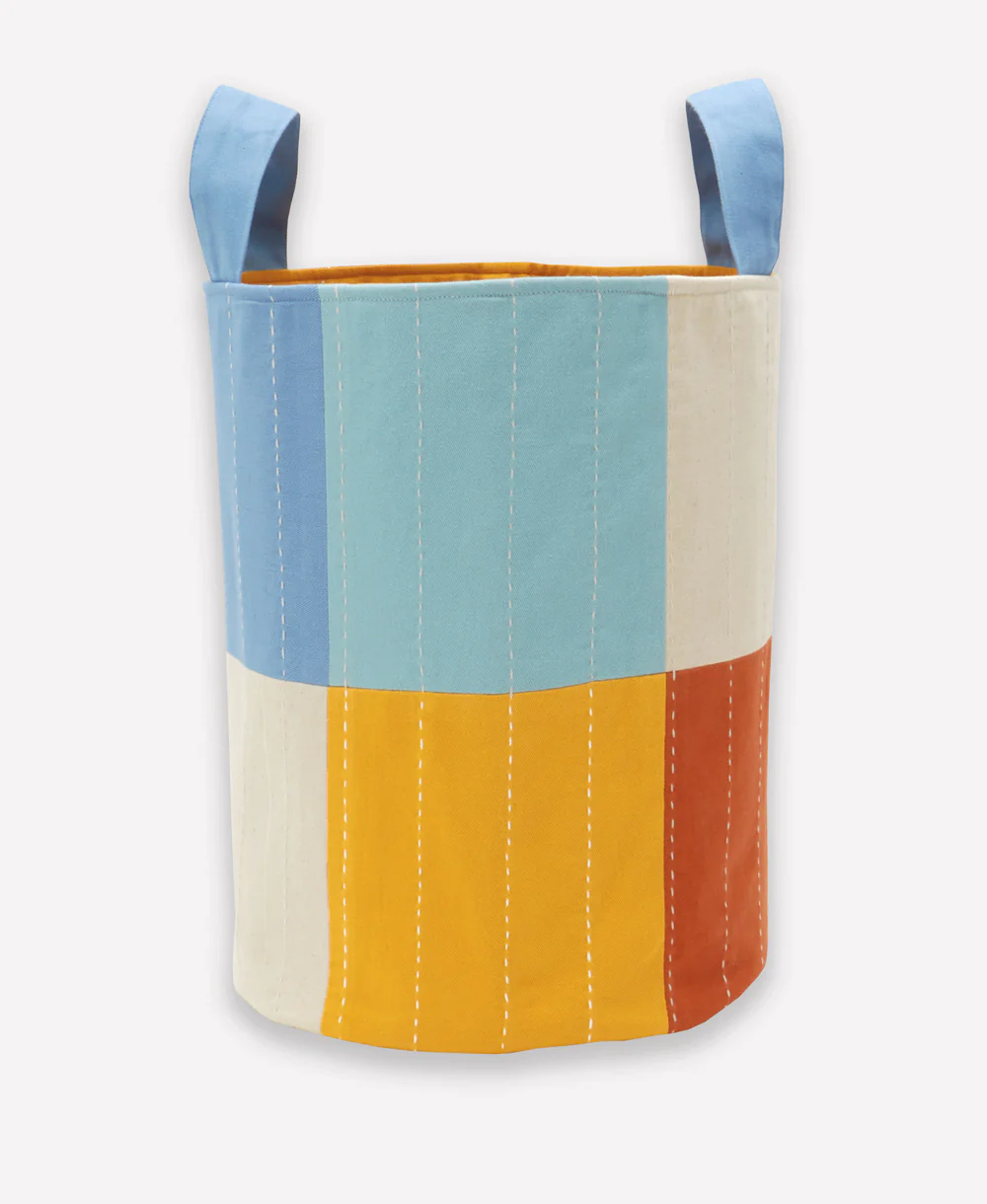 Checkered Fabric Storage Bin  - Dusk - Image 4