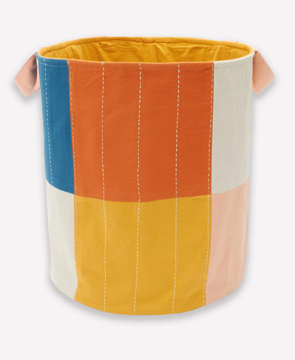 Checkered Fabric Storage Bin  - Mustard - Image 7