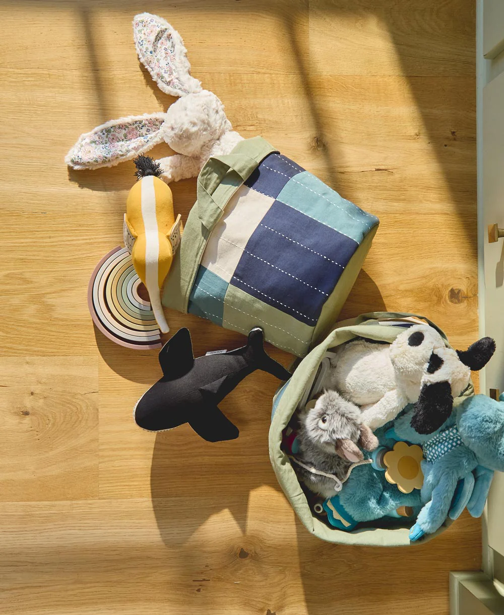 Checkered Fabric Storage Bin - Sage - Image 4