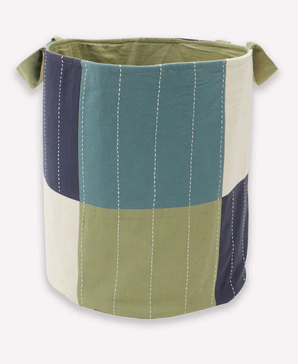 Checkered Fabric Storage Bin - Sage - Image 5