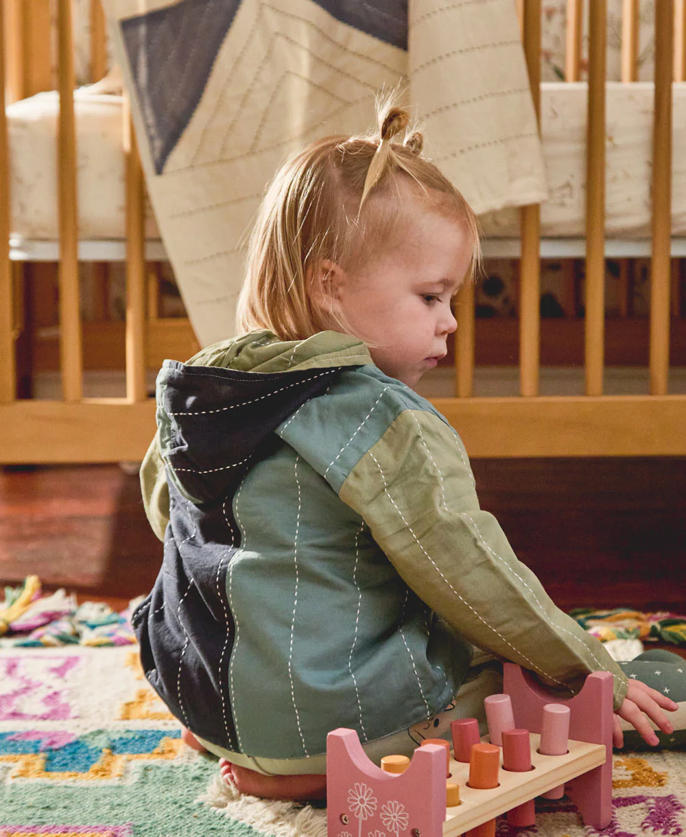 Colorblock Toddler Hoodie - Sage - Image 4
