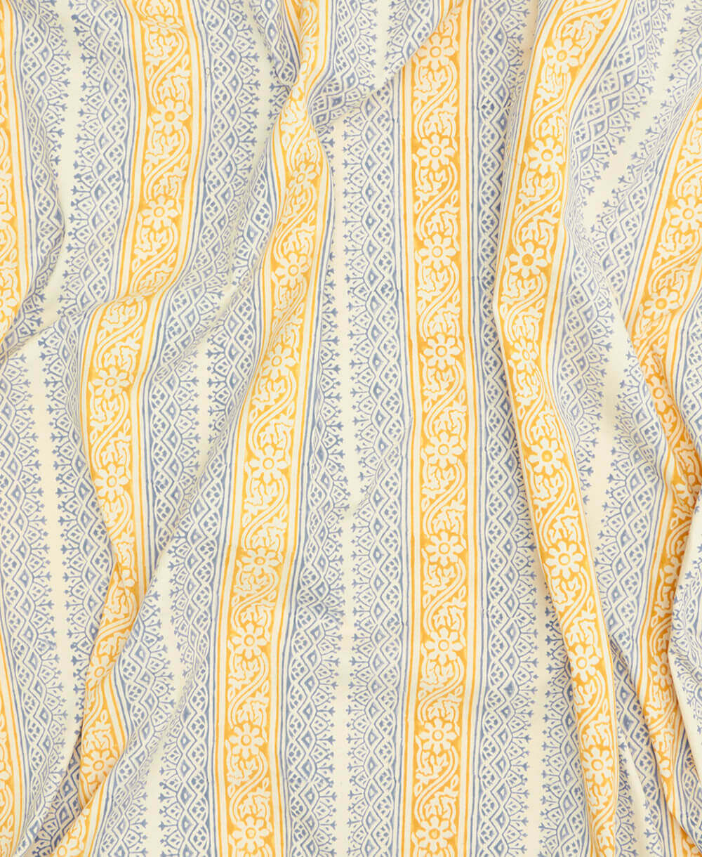 Floral Stripe Block Print Shower Curtain - Image 4