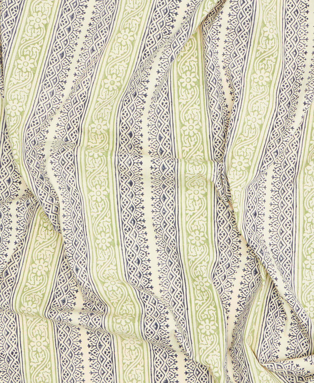 Floral Stripe Block Print Shower Curtain - Image 8