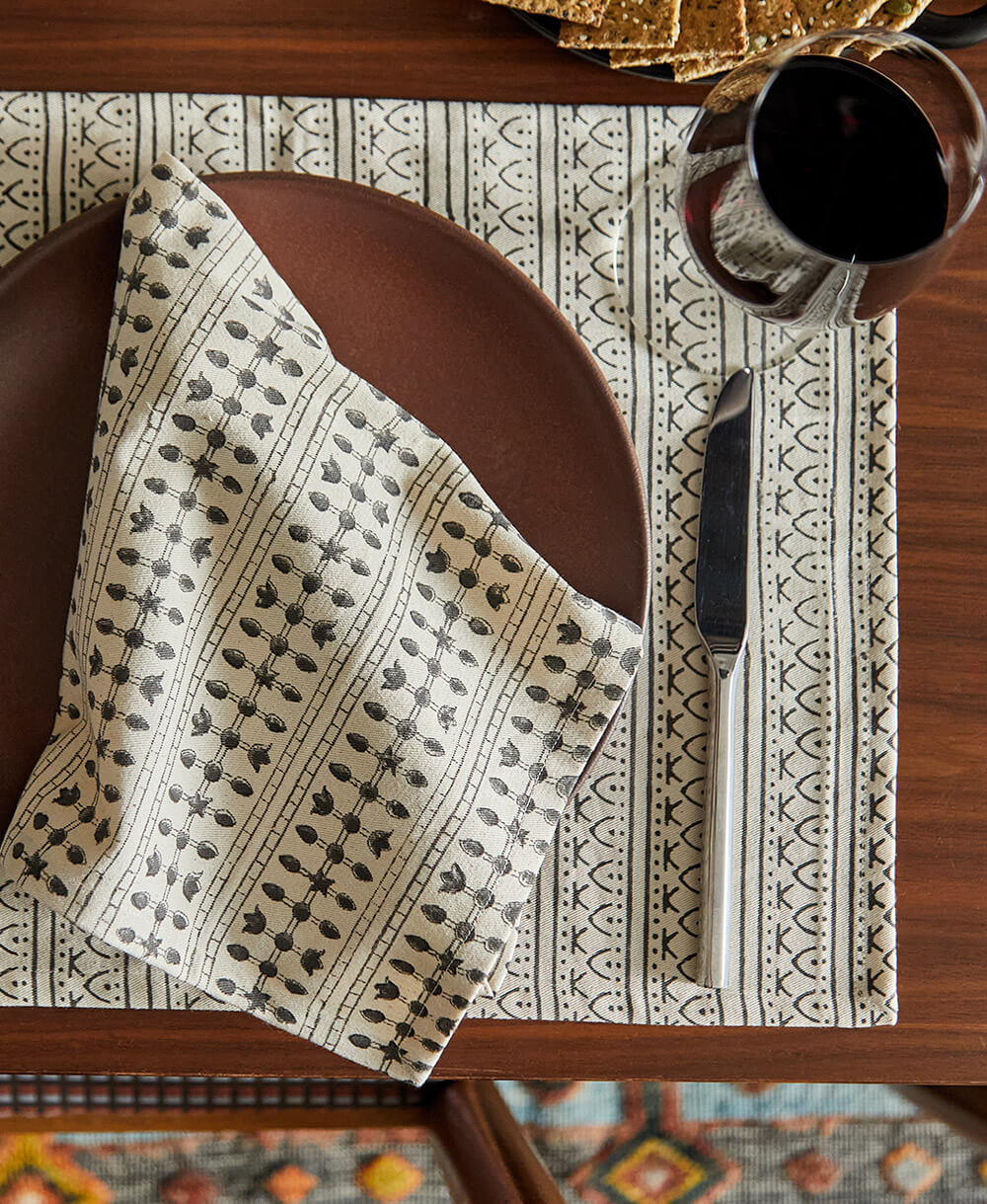 Graphic Block Print Cotton Placemats - Set of 2 - Image 4