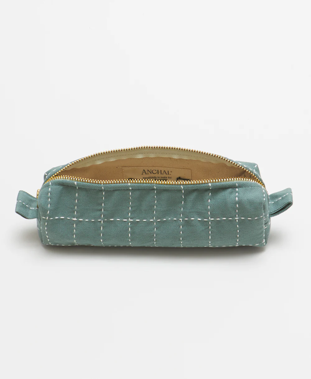 Grid-Stitch Small Toiletry Bag - Spruce - Image 3