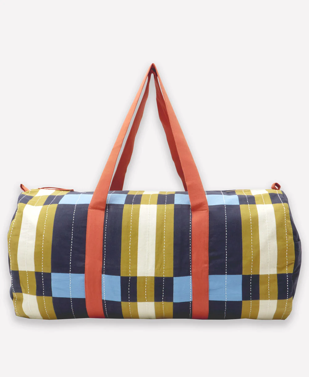 Lattice Canvas Duffle Bag - Navy - Image 2