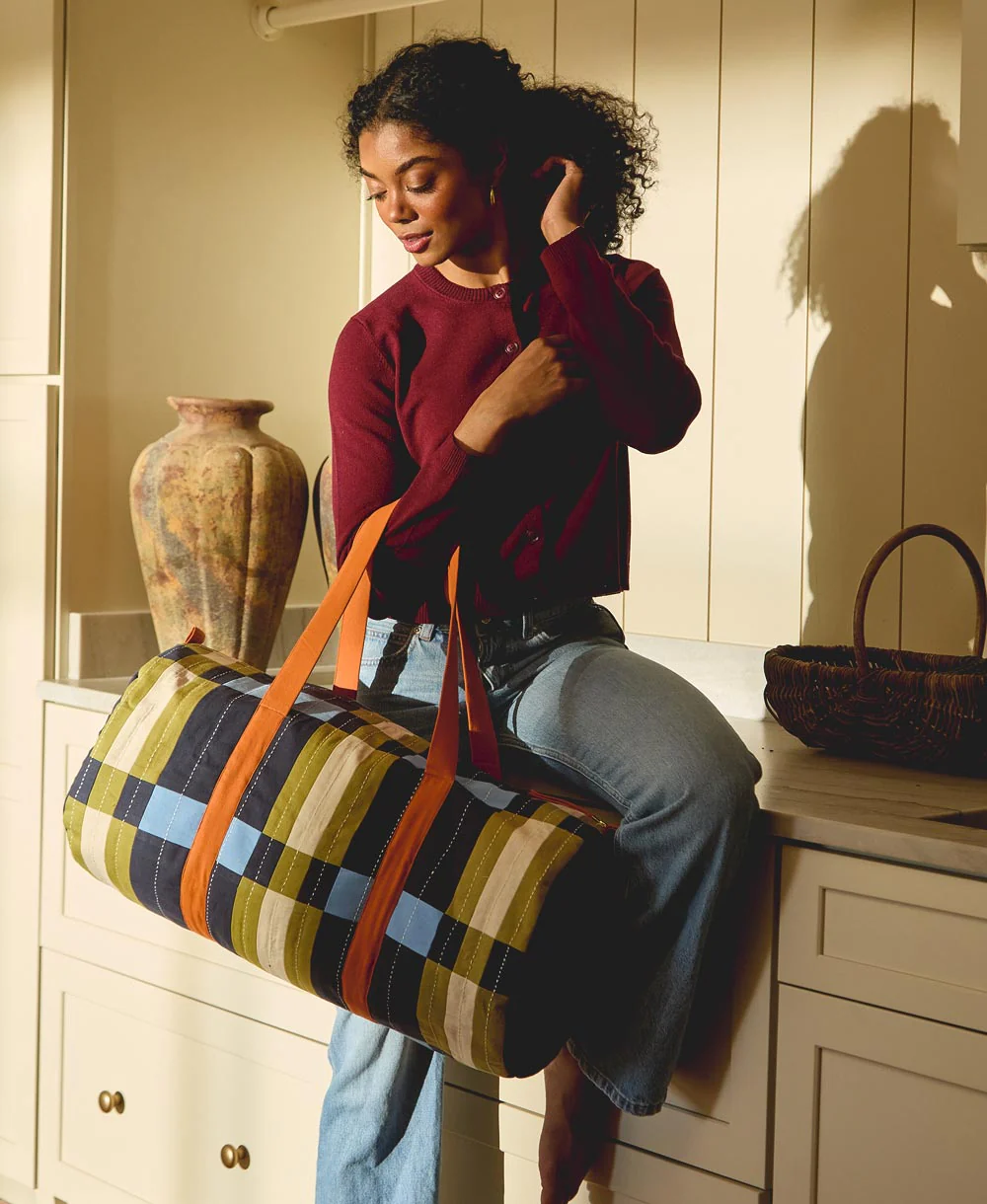 Lattice Canvas Duffle Bag - Navy - Image 5