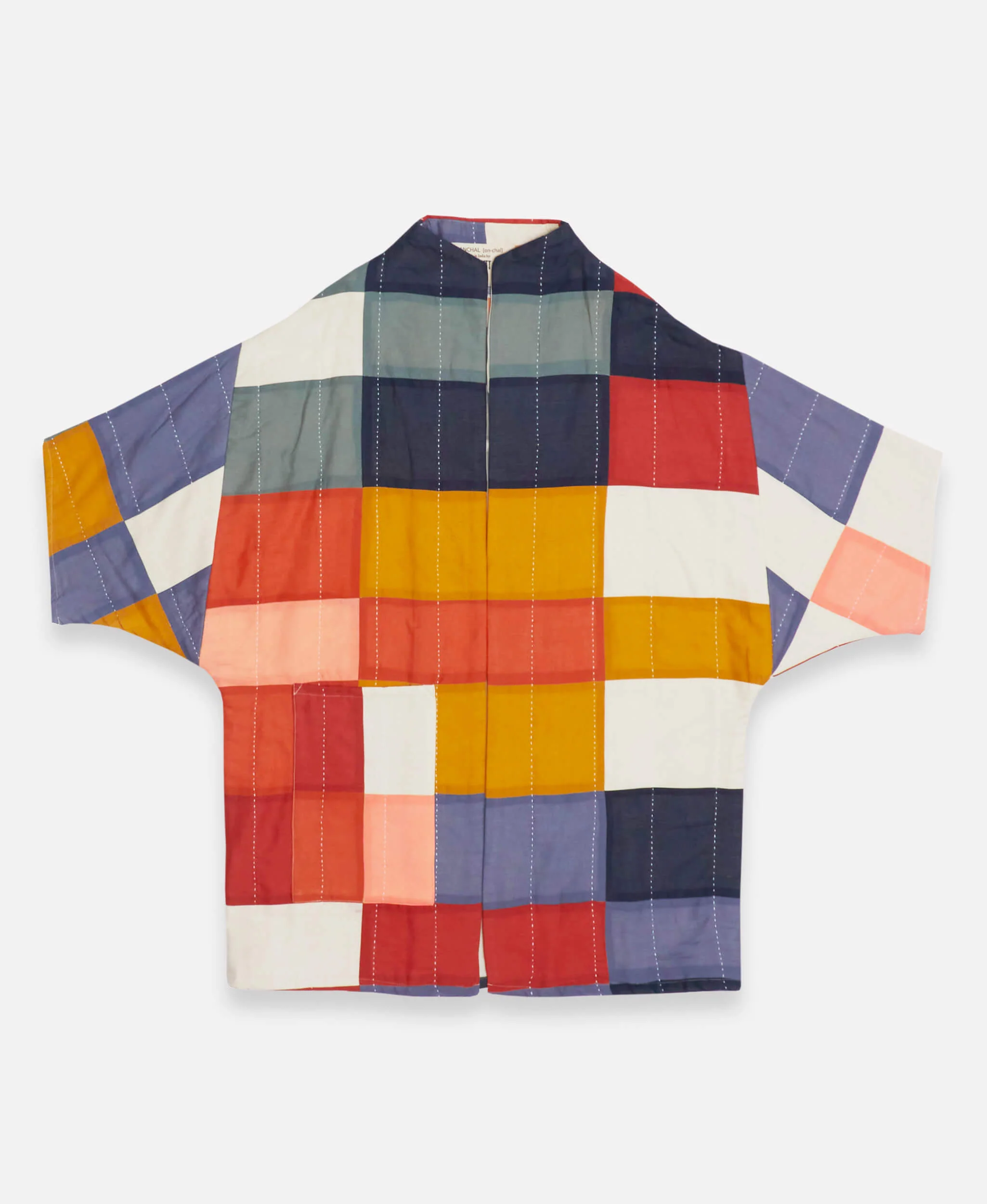 Multi-Check Cocoon Quilted Jacket - Image 3