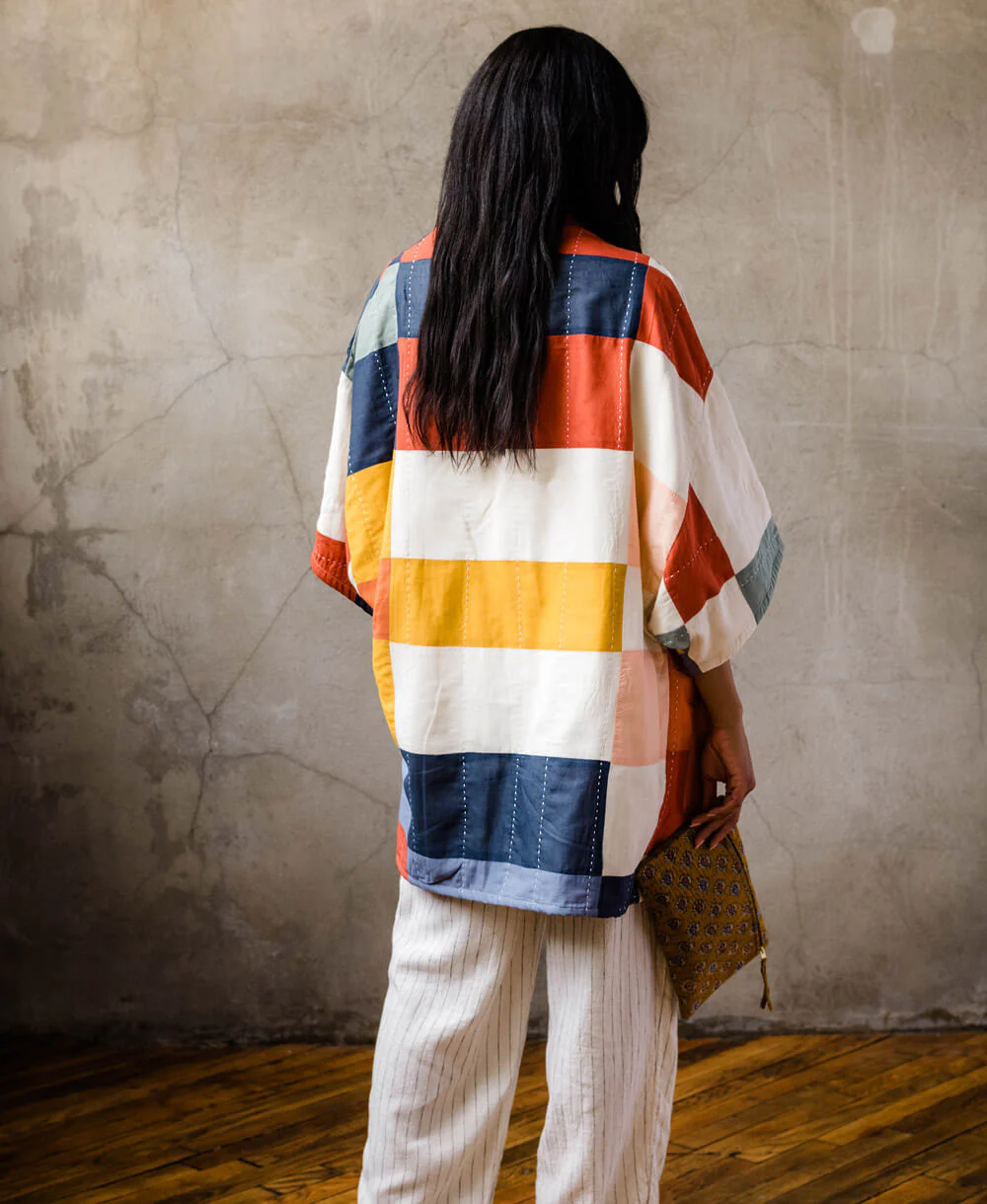 Multi-Check Cocoon Quilted Jacket - Image 6