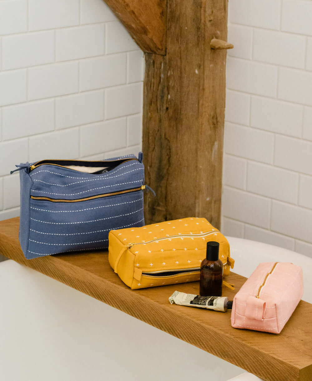 Pin-Stitch Large Toiletry Bag - Slate - Image 3