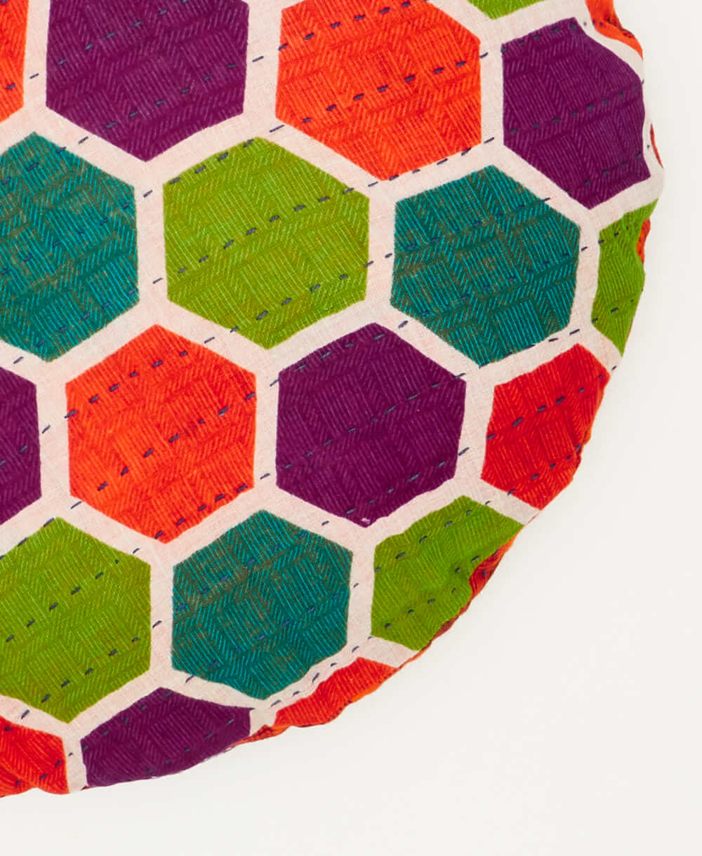 Kantha Round Pillow - No. 240109 - Cover Only - Image 3