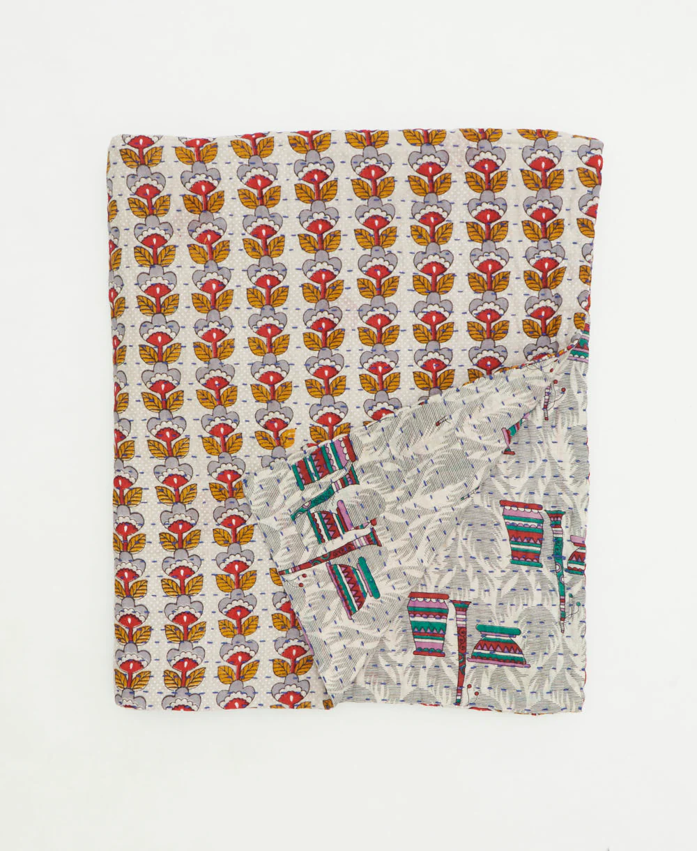 Small Kantha Quilt Throw - No. 260102