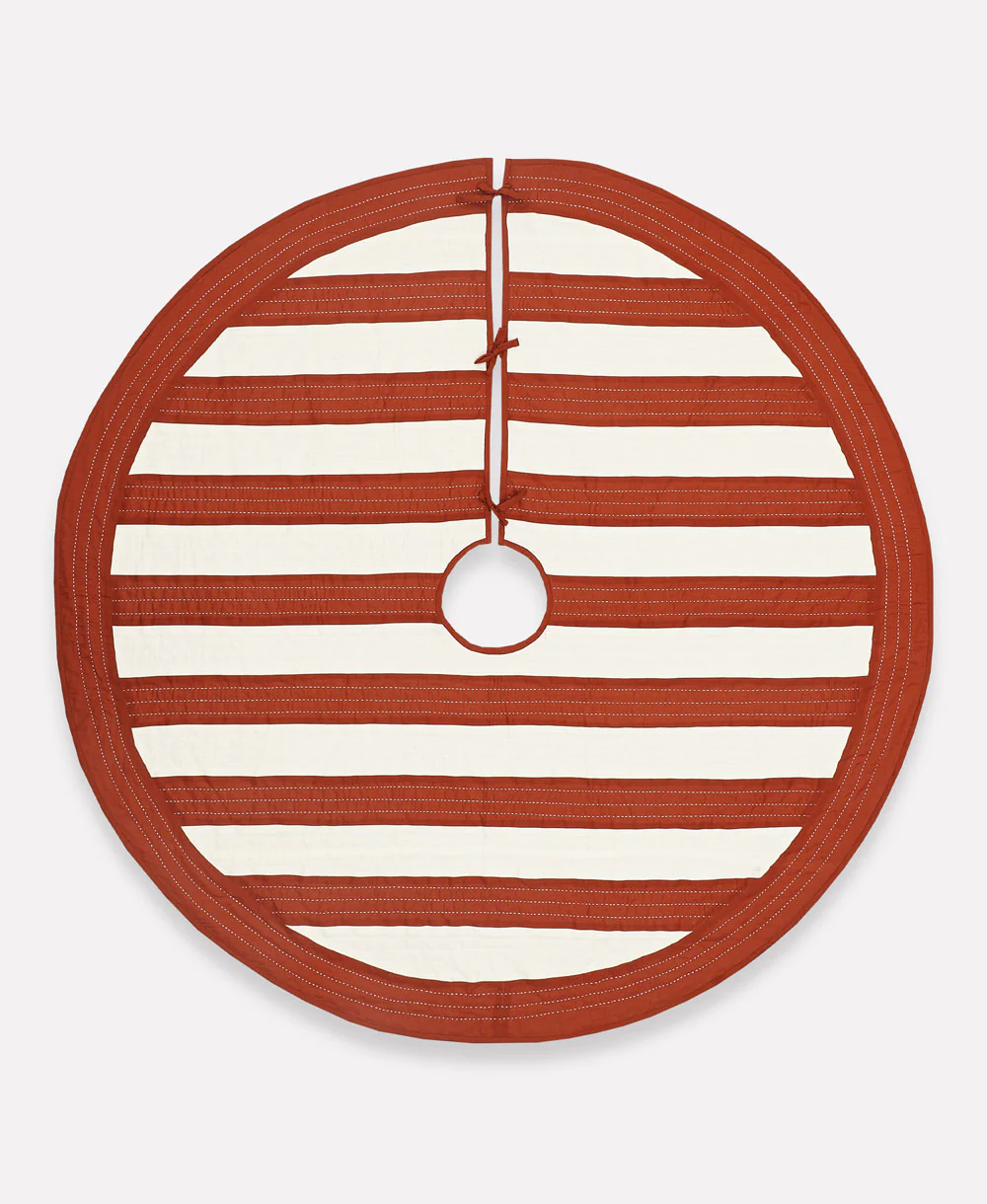 Embroidered Striped Tree Skirt