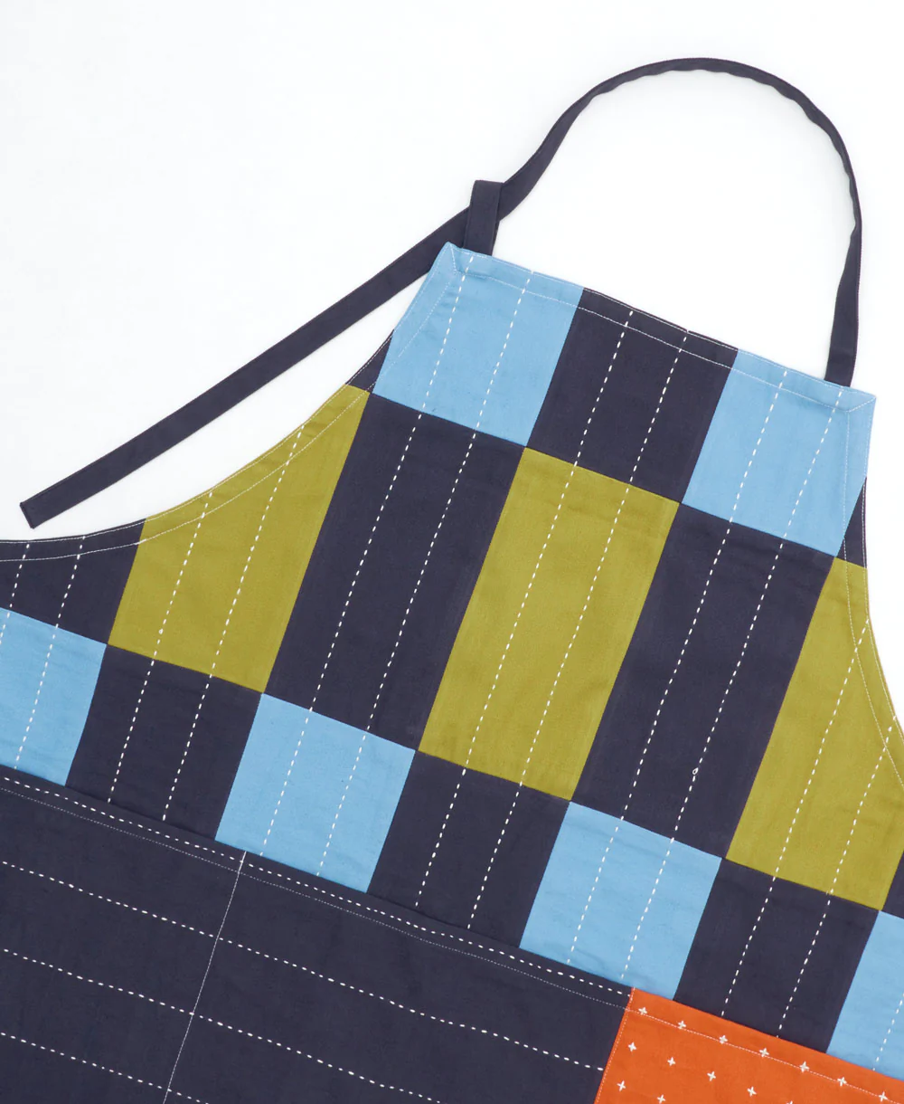 Trellis Organic Cotton Bib Apron - Dusk Blue - Image 4