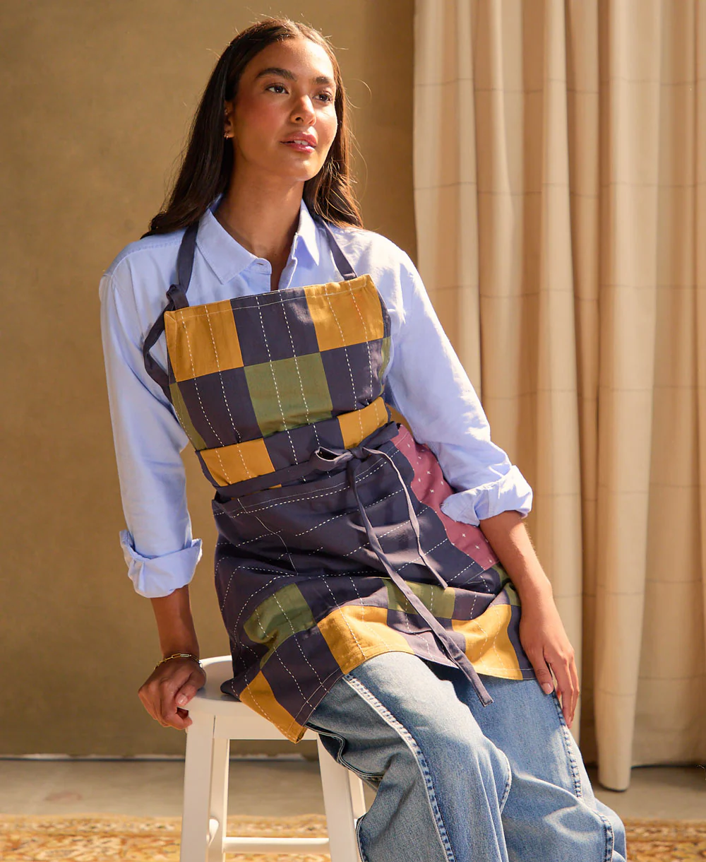 Trellis Organic Cotton Bib Apron - Ochre - Image 3