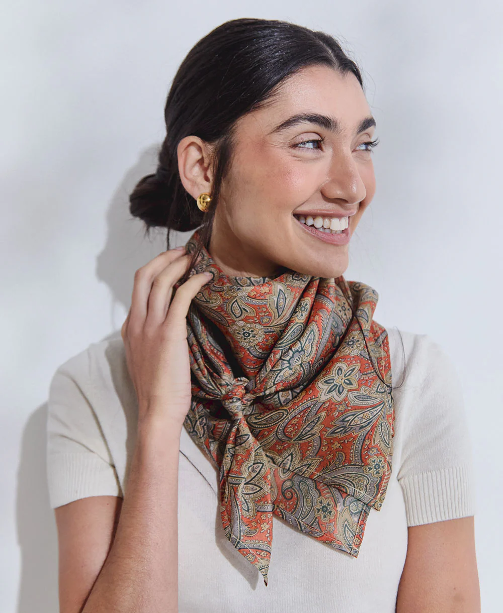 Vintage Silk Square Scarf - No. 240714 - Image 3